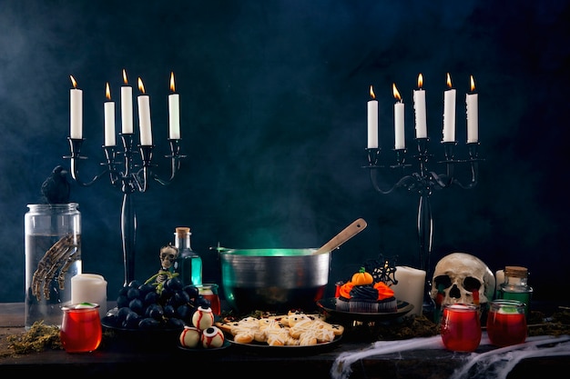 Free photo halloween party food composition