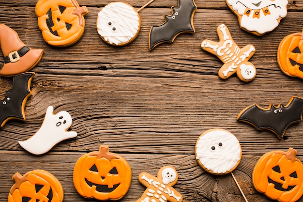 Halloween pumpkin and ghosts cookies