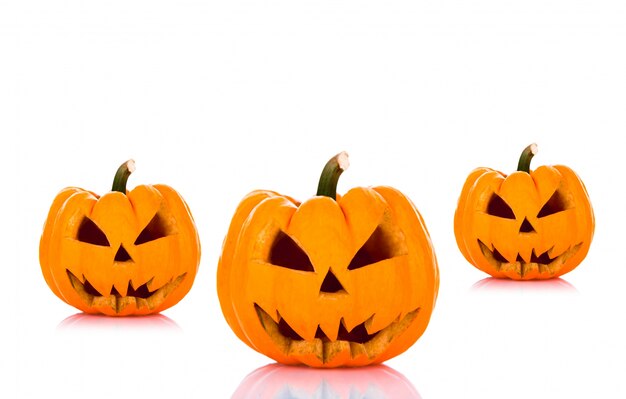 Halloween pumpkins on a white background