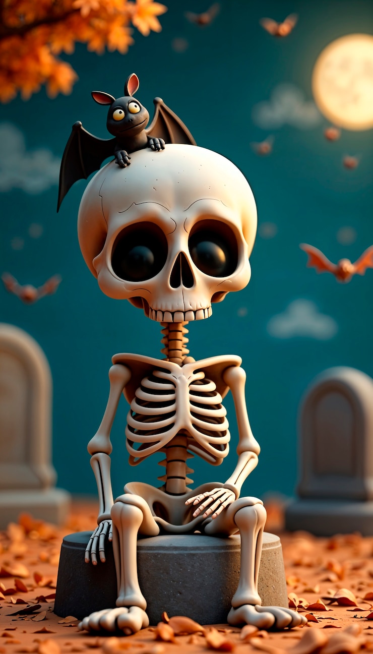 Бесплатный Фотография хэллоуинский скелет 3d-иллюстрация