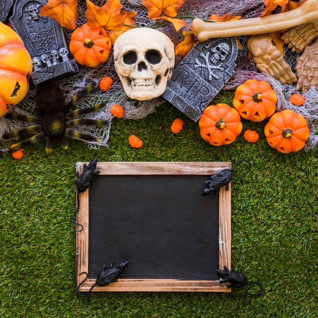 Halloween slate decoration with rats