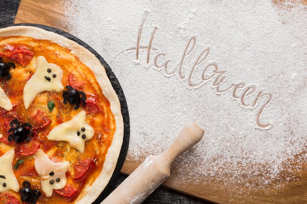 Halloween written with cooking flower