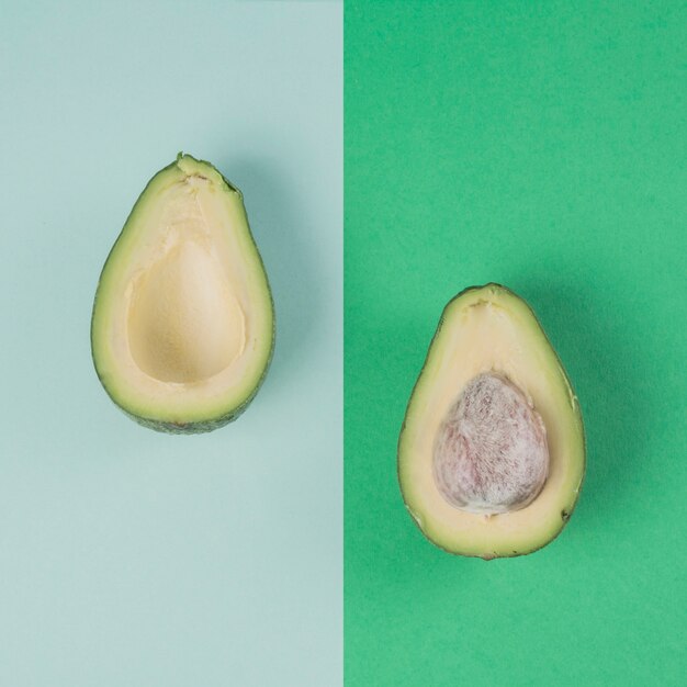 Halves of avocado