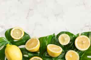 Free photo halves of lemons with copy space