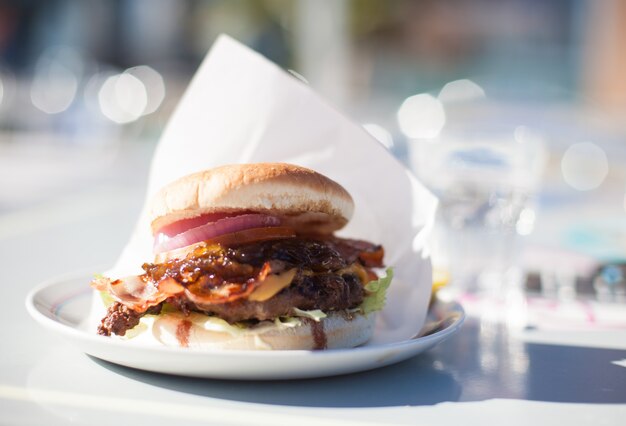 Hamburger on a plate