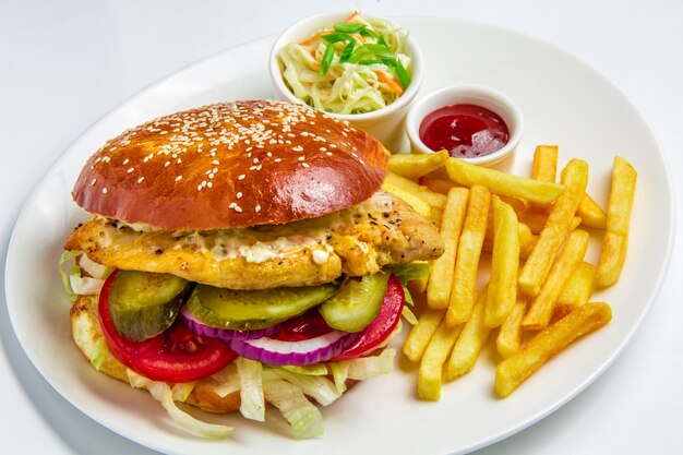 Hamburger on white background