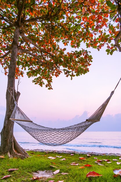 Hammock on the beach and sea