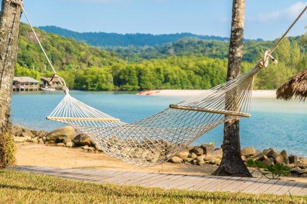 Hammock on the beach and sea