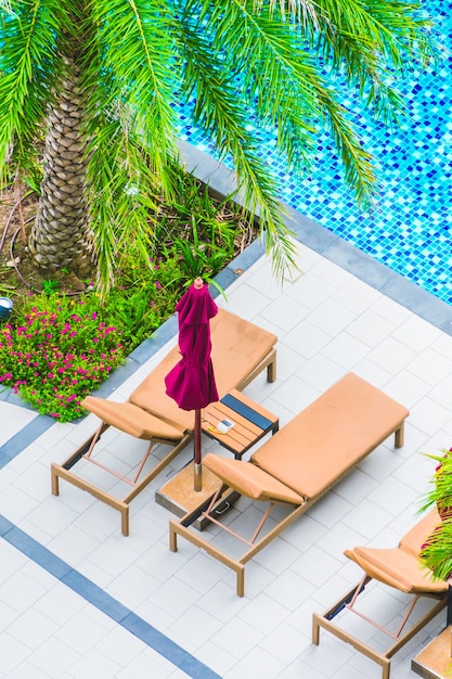 Hammocks and pool seen from above