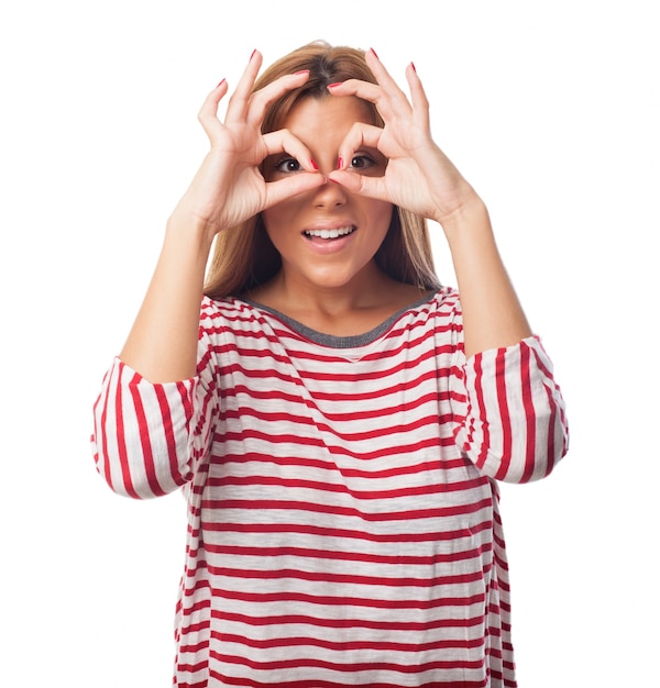 Free photo hand binoculars gesture