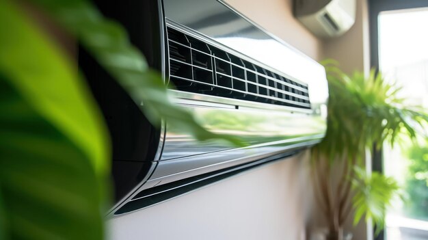 A hand checking the air conditioner in the room