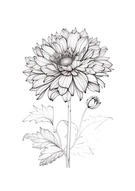 Free photo hand drawn flat design simple flower coloring page