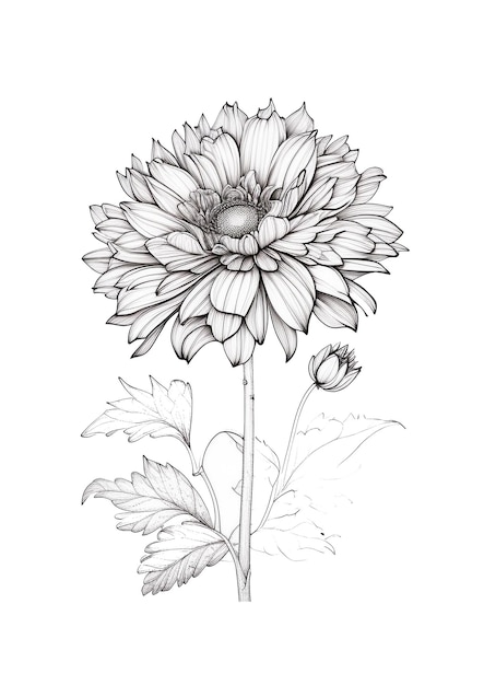 Hand drawn flat design simple flower coloring page