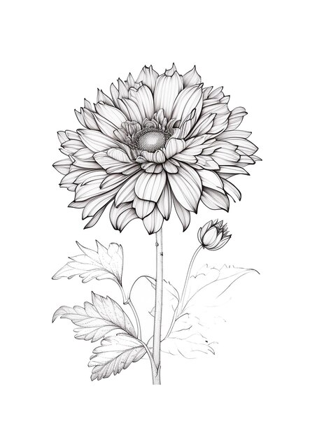 Hand drawn flat design simple flower coloring page