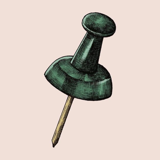 Hand-drawn green pushpin illustration