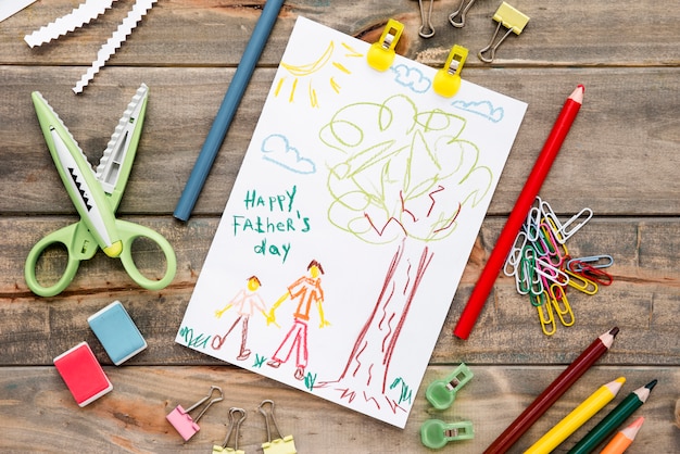 Free photo hand drawn paper for fathers day