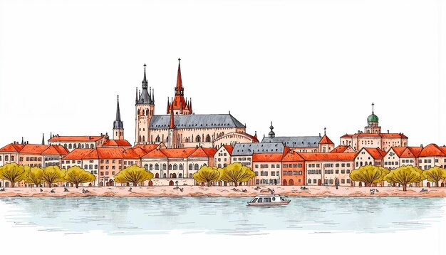 hand drawn skylines illustration