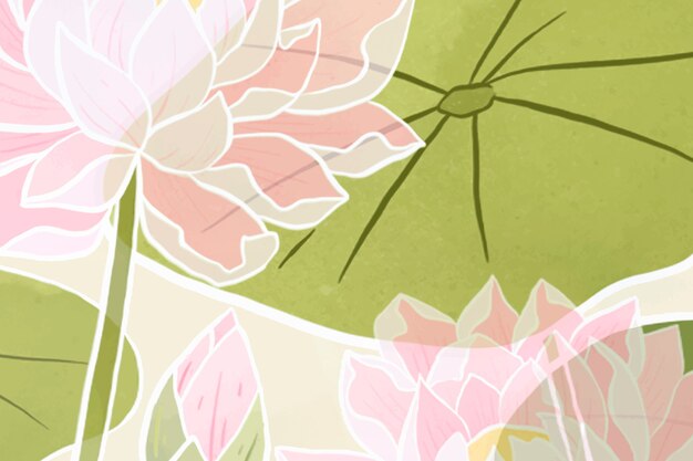 手描きの睡蓮の花の背景