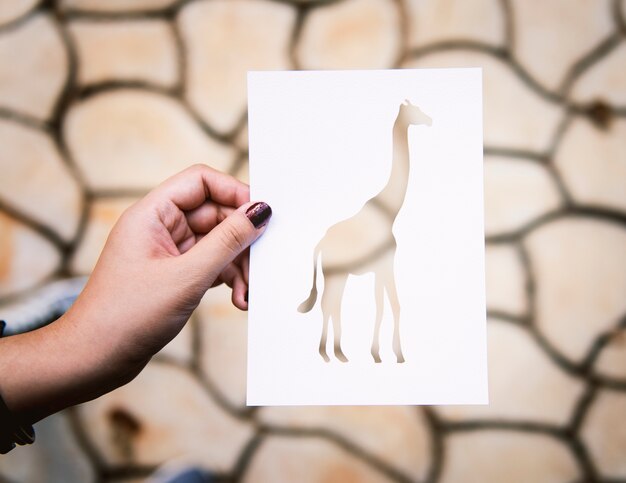 Hand Hold Giraffe Paper Carving