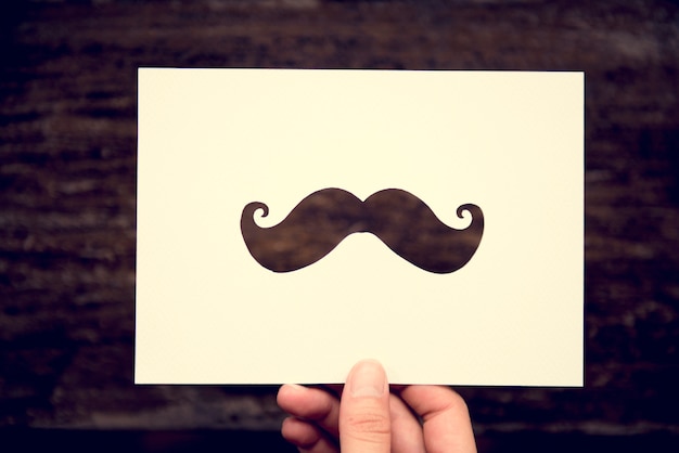 Hand Hold Mustache Paper Carving