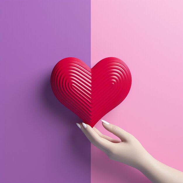 Hand holding beautiful red heart