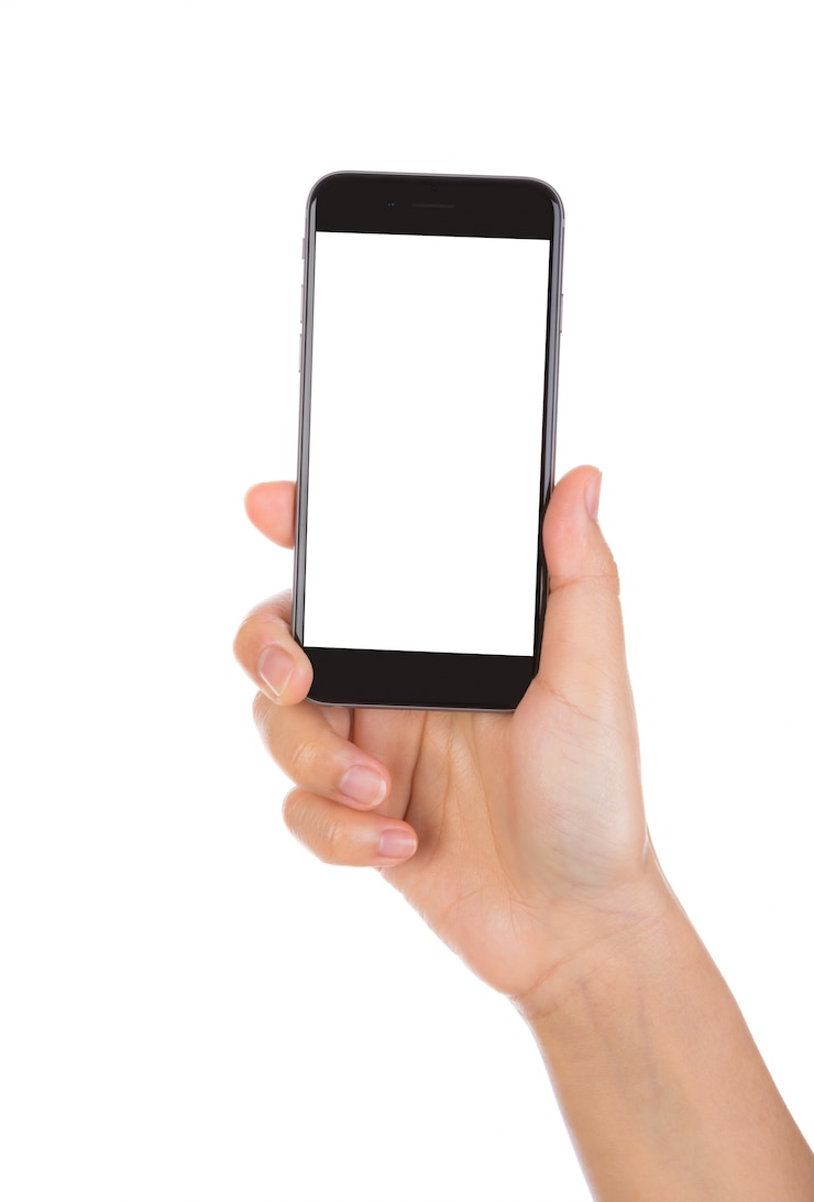Free Photo hand holding a black mobile