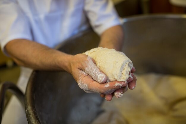 Hand holding dough