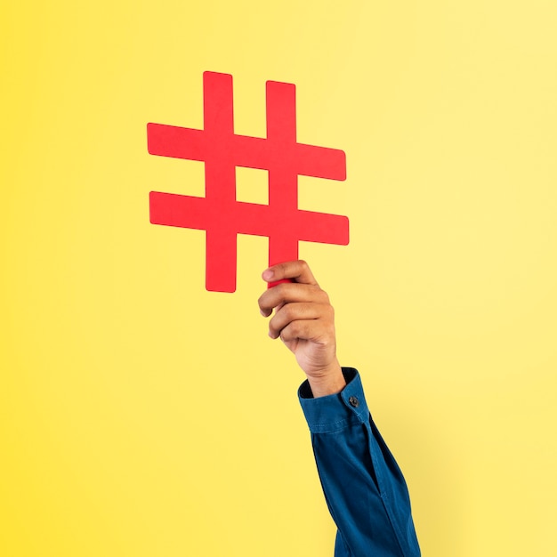 hand holding hashtag  marketing trending concept