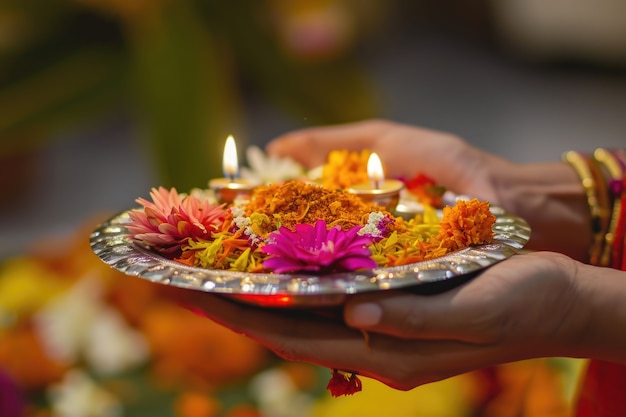 무료 사진 손을 잡고 navratri 매우 상세한 장식