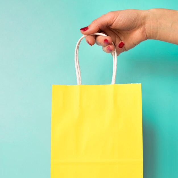 Hand holding paper bag