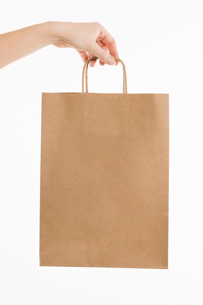 Hand holding paper bag