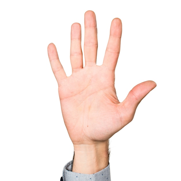 Free photo hand of man counting five