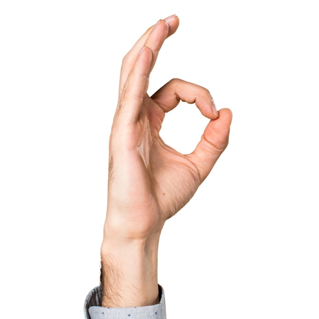 Free photo hand of man making ok sign