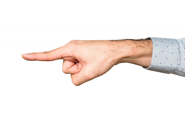 Free Photo hand of man pointing to the lateral