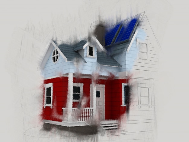 Free photo hand painted house design