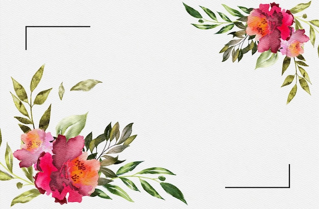 무료 사진 손으로 그린 수채화 꽃 프레임 배경