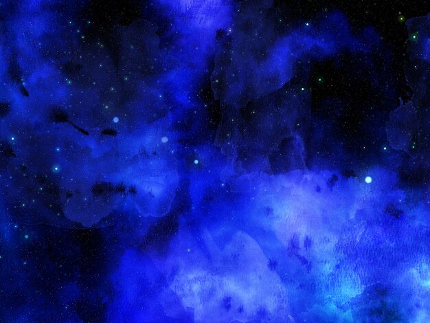 Hand painted watercolour space background with nebula and stars