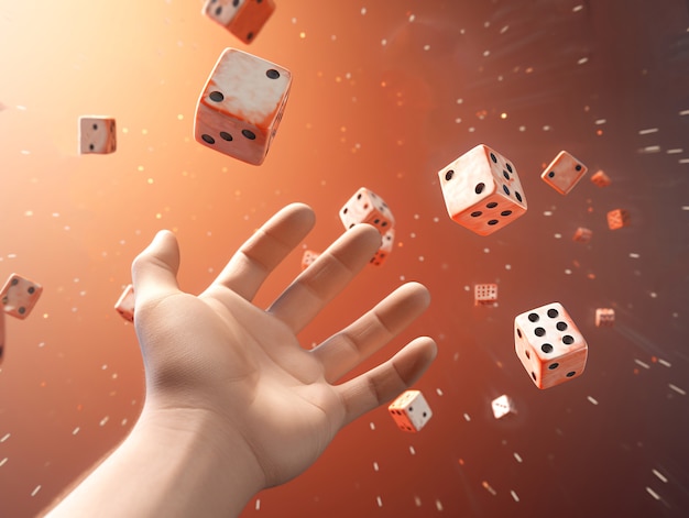 Free photo hand throwing dice luck concept