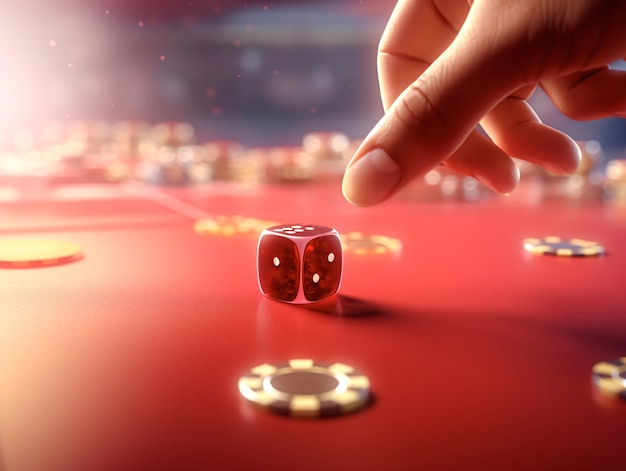 Free photo hand throwing dice luck concept