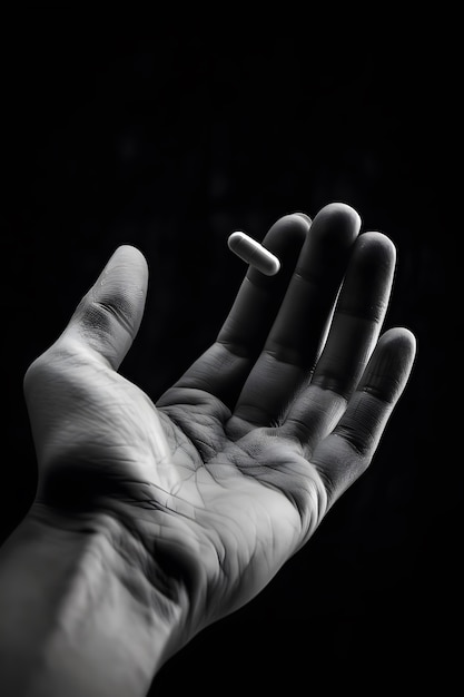 Hand with medication in dark style