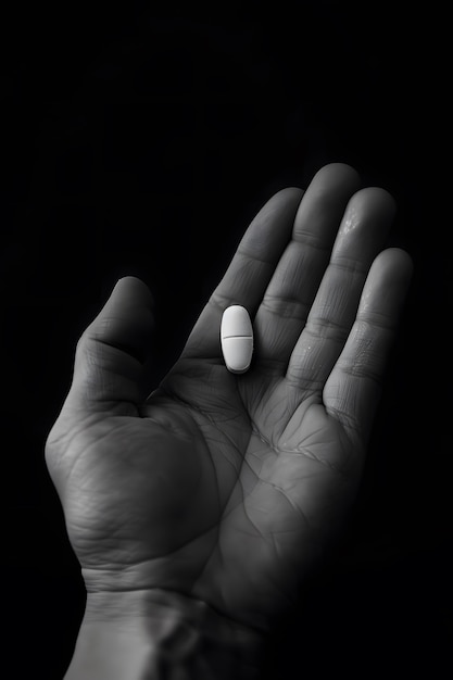 Free photo hand with medication in dark style