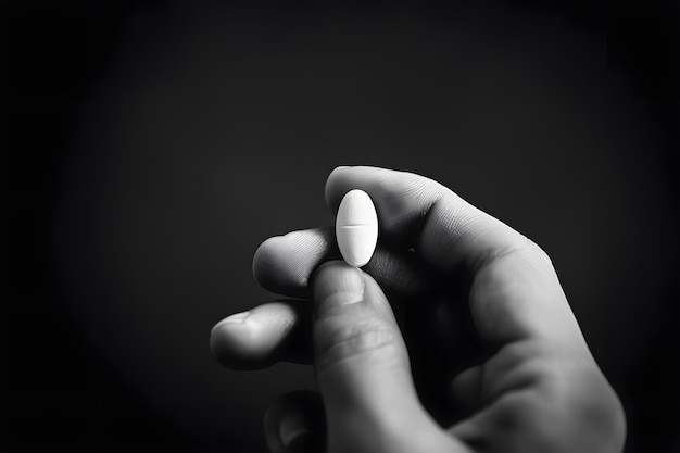 Hand with medication in dark style