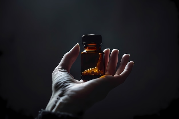 Free photo hand with medication in dark style