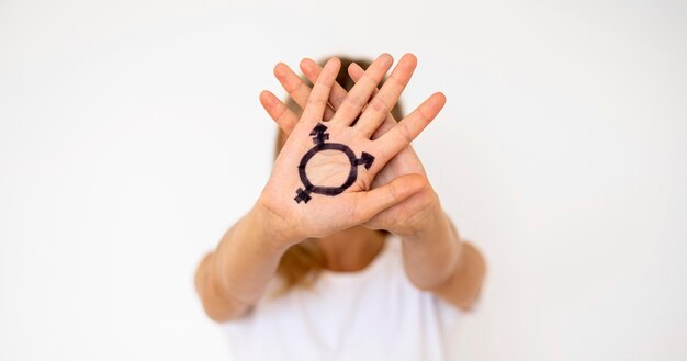 Hand with transgender sign