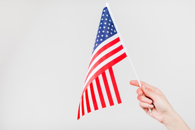 미국 국기와 손
