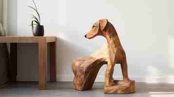 無料写真 手作りの木製の装飾的な犬の刻