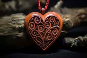 Free photo handcrafted wooden decorative heart sculpture