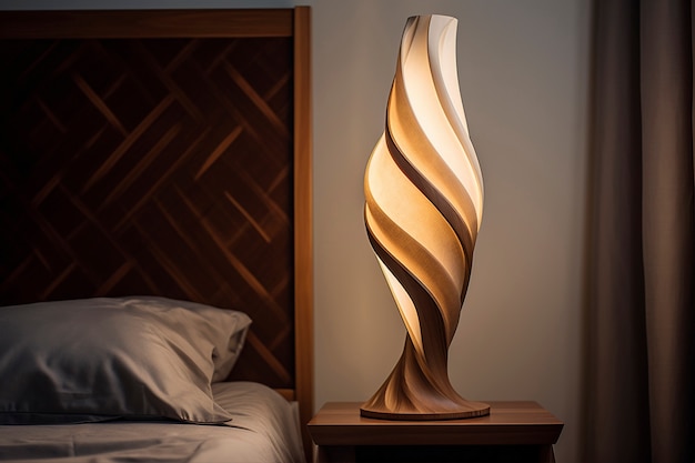 Free photo handcrafted wooden decorative lamp