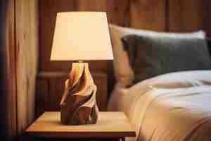 Бесплатное фото Декоративная деревянная лампа, изготовленная вручную