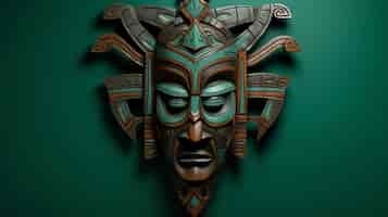 Free photo handcrafted wooden decorative mask sculpture